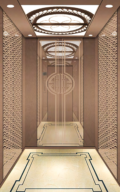 NF-J012 mirror etching lift golden passenger home elevator high-speed stability